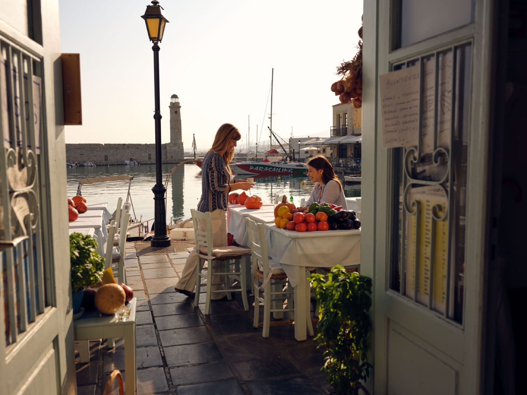 Rethymno harbor at dusk