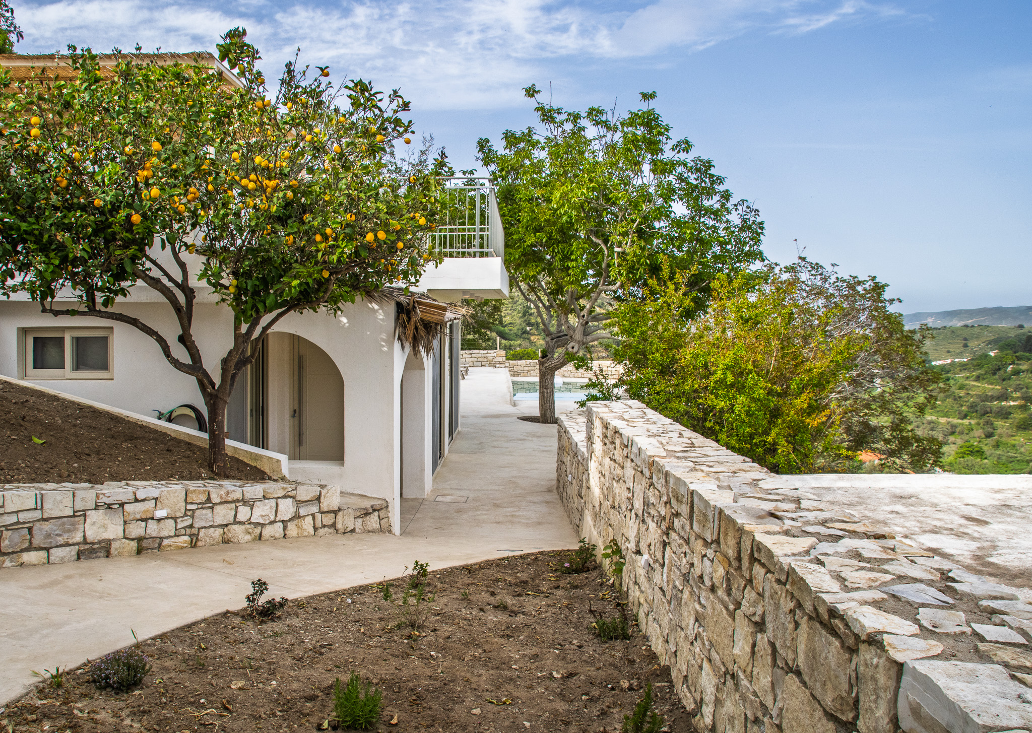 Garden path and stone approach at Nogal Retreat